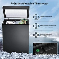 Cowsar 2.8 Cubic Chest Freezer Feet Compact Freezer with 3 Removable Baskets, Free Standing Top open Door Deep Freezer, Adjustable Temperature for Hom