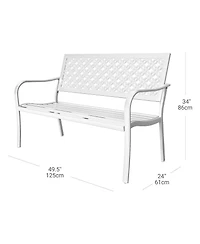 Mondawe All-Iron Park Chair With Floral Backrest,Multi-Layer Rustproof Coating & Adjustable Foot Pad