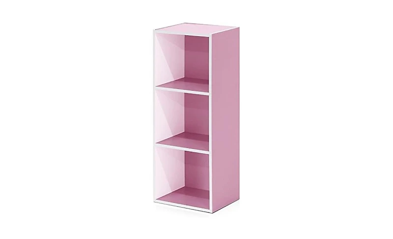 Homlux 3-Tier Open Shelf Bookcase,Modern Organizer,White/Pink