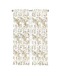 Kate Aurora 2 Piece Shabby Chic Cherry Blossom Designed Airy Sheer Rod Pocket & Back Tab Curtain Panels - 63 in. Long Hazelnut