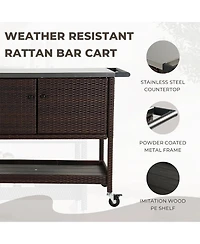 Mondawe Outdoor Bar Cart With Wheels & Brakes,150LBS Capacity, Versatility Storage Cabinet Cart