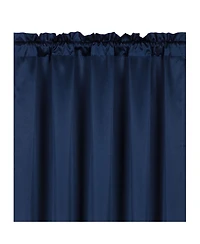 Kate Aurora Ultra Lux Faux Silk Regency Crinkle Rod Pocket Semi Sheer Single Curtain Panel - 52 in. W x 84 in. L, Navy