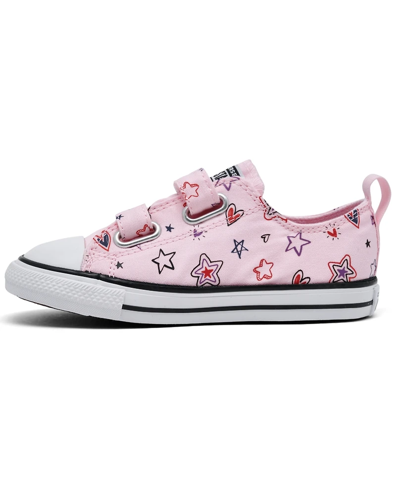 Converse Toddler Girls Chuck Taylor All Star Doodles 2V Stay-Put Closure Strap Low Top Casual Sneakers from Finish Line