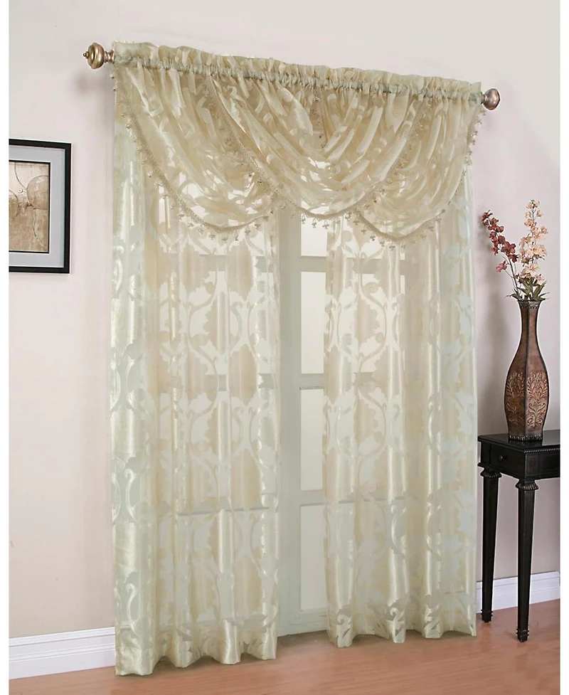 Kate Aurora Organza Sheer Milawi Complete 5 Piece Window Curtain Set