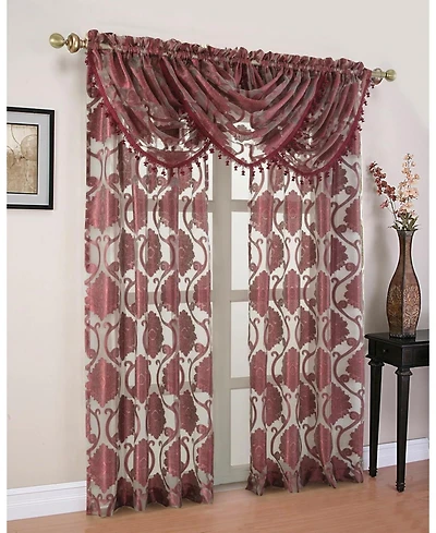 Kate Aurora Organza Sheer Milawi Complete 5 Piece Window Curtain Set