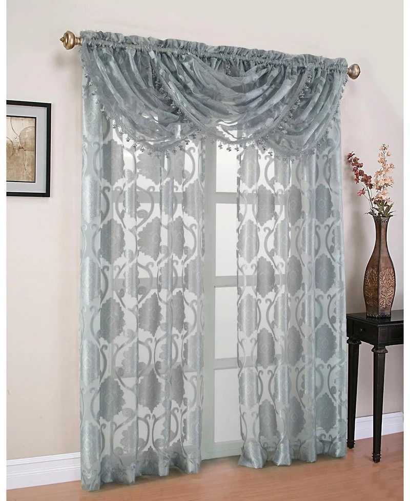 Kate Aurora Organza Sheer Milawi Complete 5 Piece Window Curtain Set
