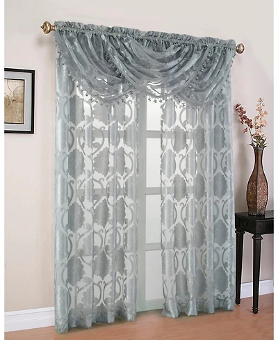 Kate Aurora Organza Sheer Milawi Complete 5 Piece Window Curtain Set