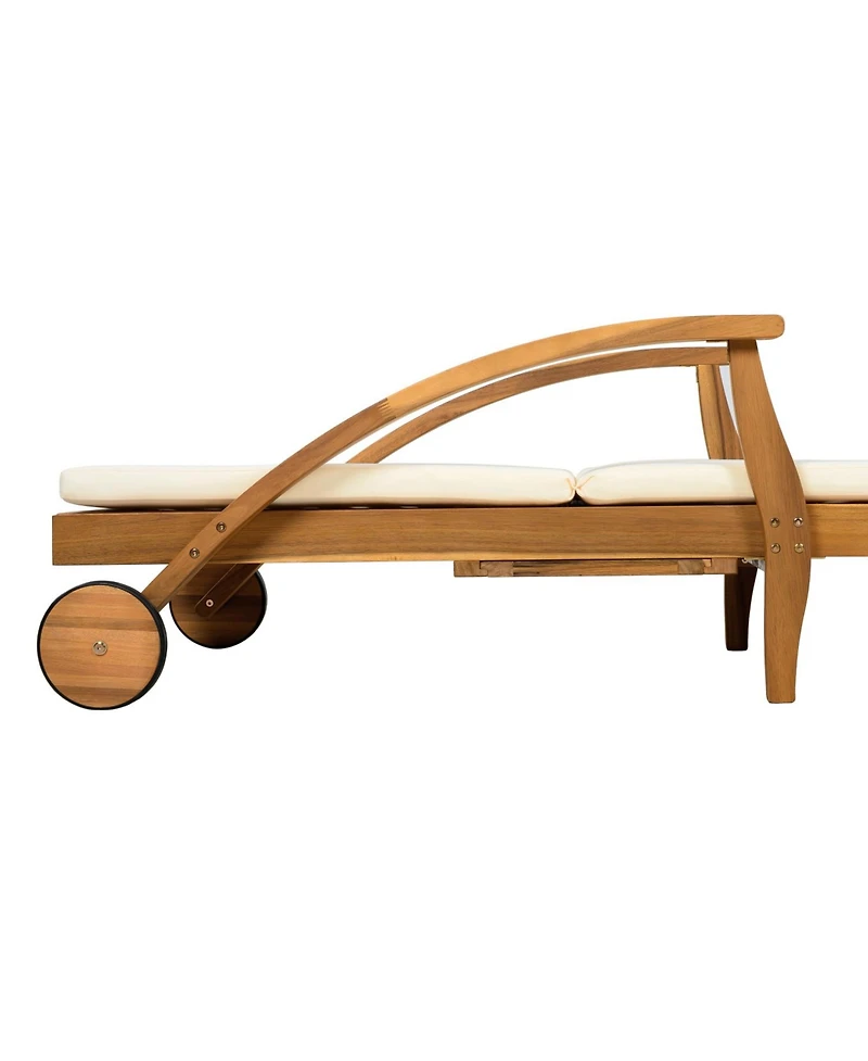 Streamdale Furniture Acacia Wood Chaise Lounge - Adjustable Wheeled 800lb Capacity