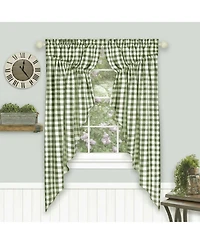 Kate Aurora Farmhouse Plaid Gingham Check Swag Valance Curtain Panel Pair - 72 in. W x 63 L, Black