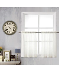 Kate Aurora Modern Chic Complete 4 Piece Striped Sheer Kitchen Curtain Tier & Valance Set - Beige