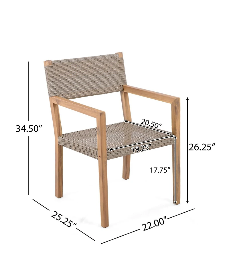 Streamdale Furniture Teak Acacia & Wicker Outdoor Dining Chairs (Set of 2)