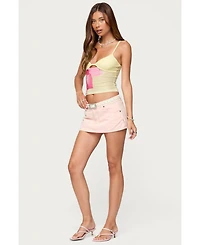 Edikted Womens Alanah Flower Cut Out Mesh Top