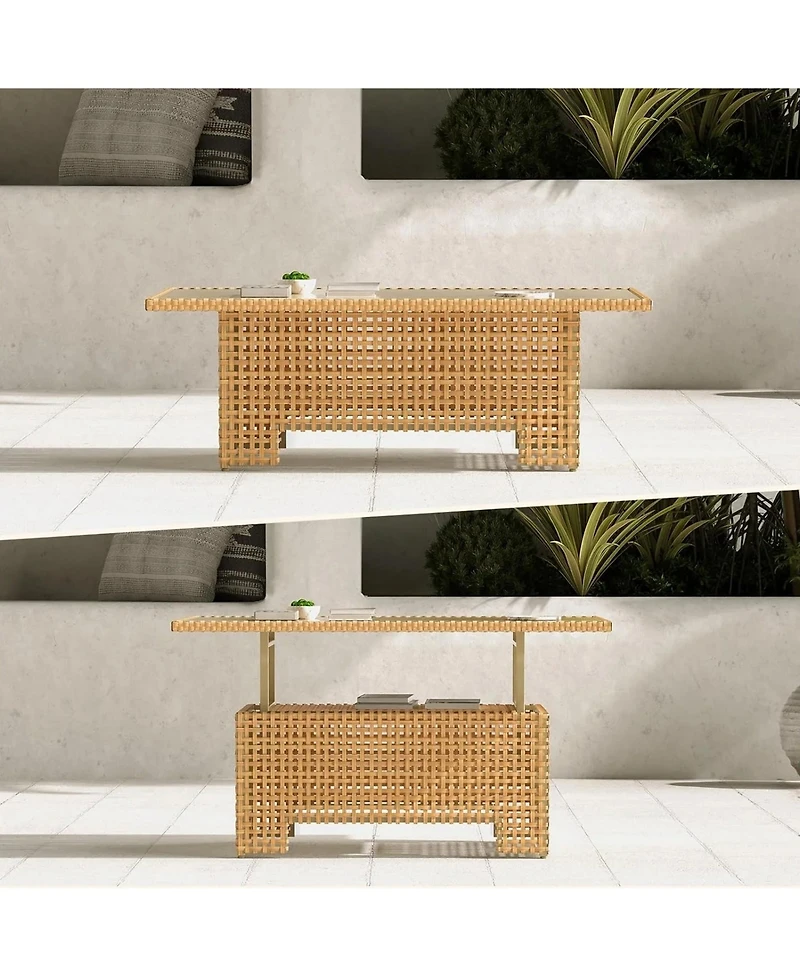 Mondawe Outdoor Multi Functional Lifting Table,W/ Integrated Storage,Desktop Height Adjusted Freely