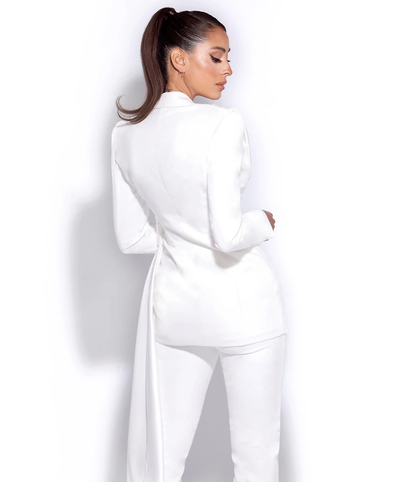 Miss Circle Women Vayla White Skinny Fit Crepe Trousers