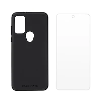 Case-Mate Protection Pack Tough Case and Glass Screen Protector for Motorola Moto G Play (2023)-Black