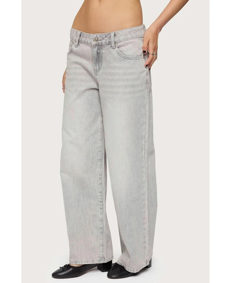 Edikted Women's Magda Low Rise Acid Wash Jeans