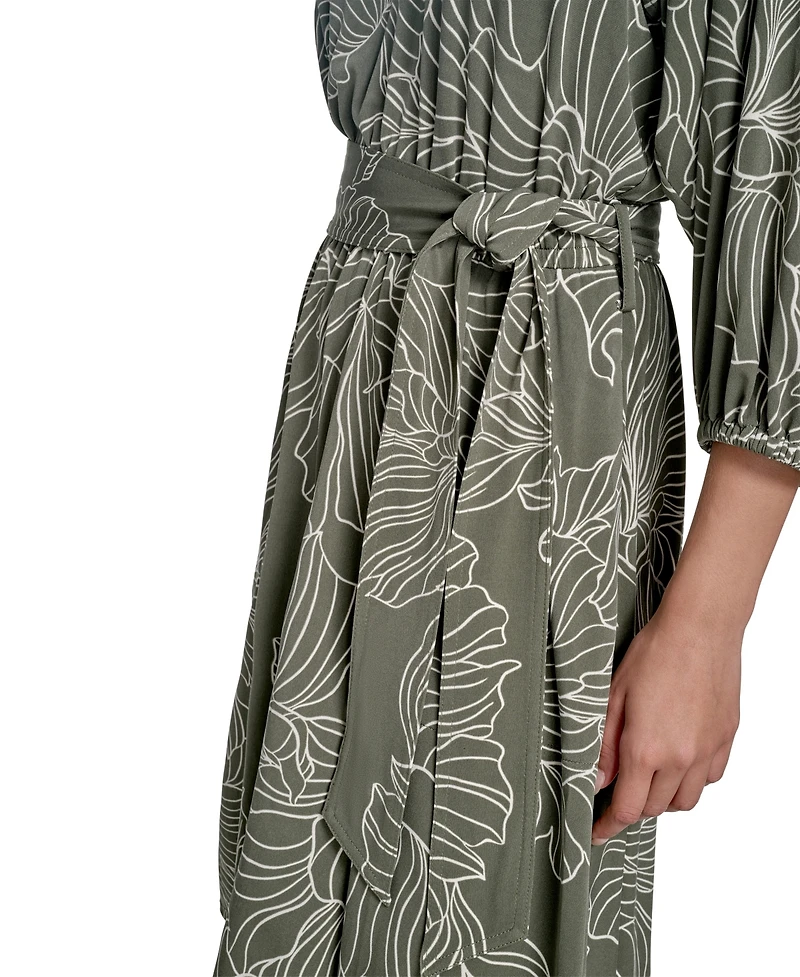 Calvin Klein Women's 3/4-Sleeve Jersey A-Line Dress