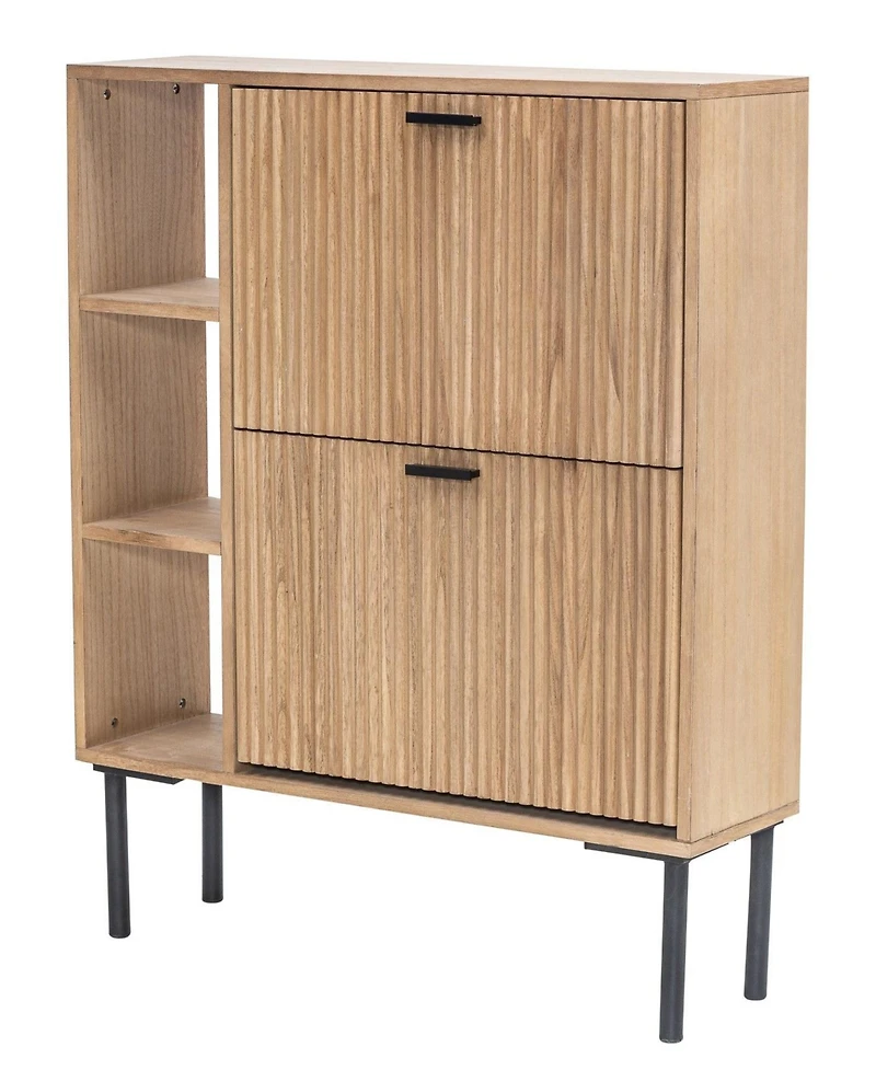 Nordlys - 2-Drawer Shoe Cabinet in Solid Wood and Metal Exotic Boho Entry