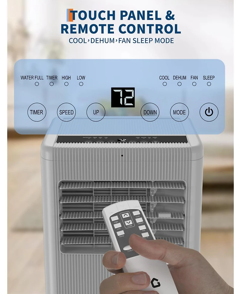 gaomon 8,000 Btu Portable Ac with Fan, Dehumidifier & Sleep Mode for Rooms Up to 350 Sq.Ft