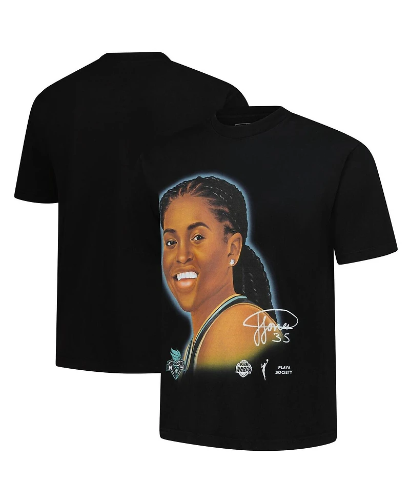 Playa Society Men's and Women's Jonquel Jones Black New York Liberty Sketch T-Shirt