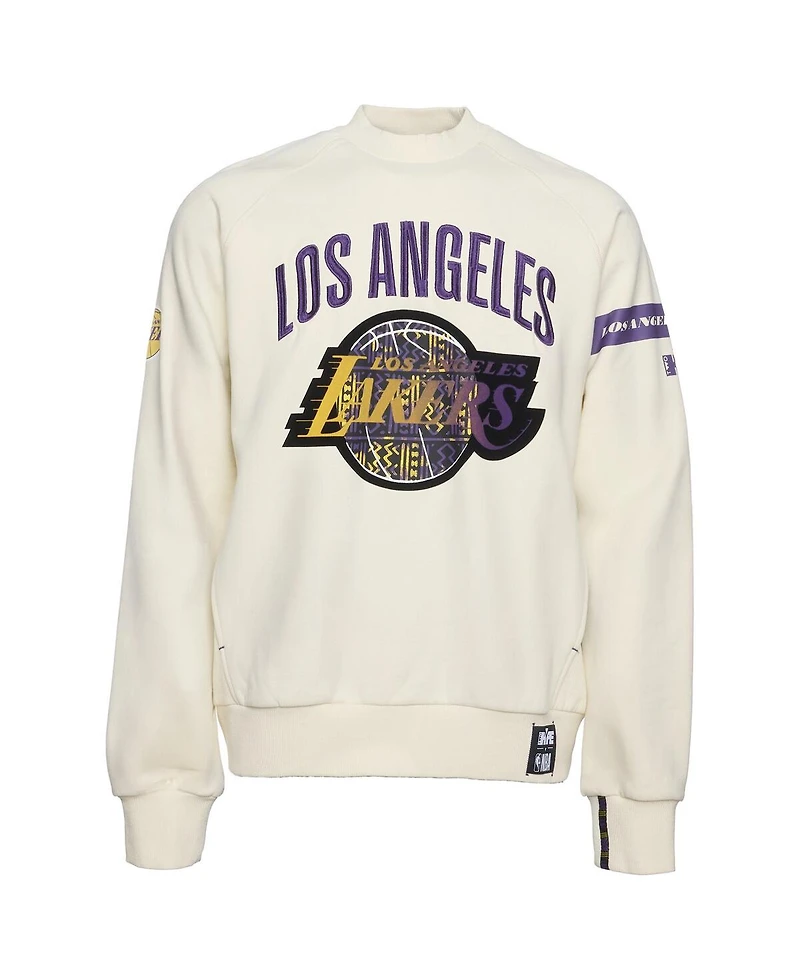 Two Hype x Nba Men's Cream Los Angeles Lakers Culture Hoops Collection Premium Pullover Sweatshirt