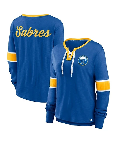Fanatics Women's Royal Buffalo Sabres Effervescent Exclusive Lace-Up Long Sleeve T-Shirt