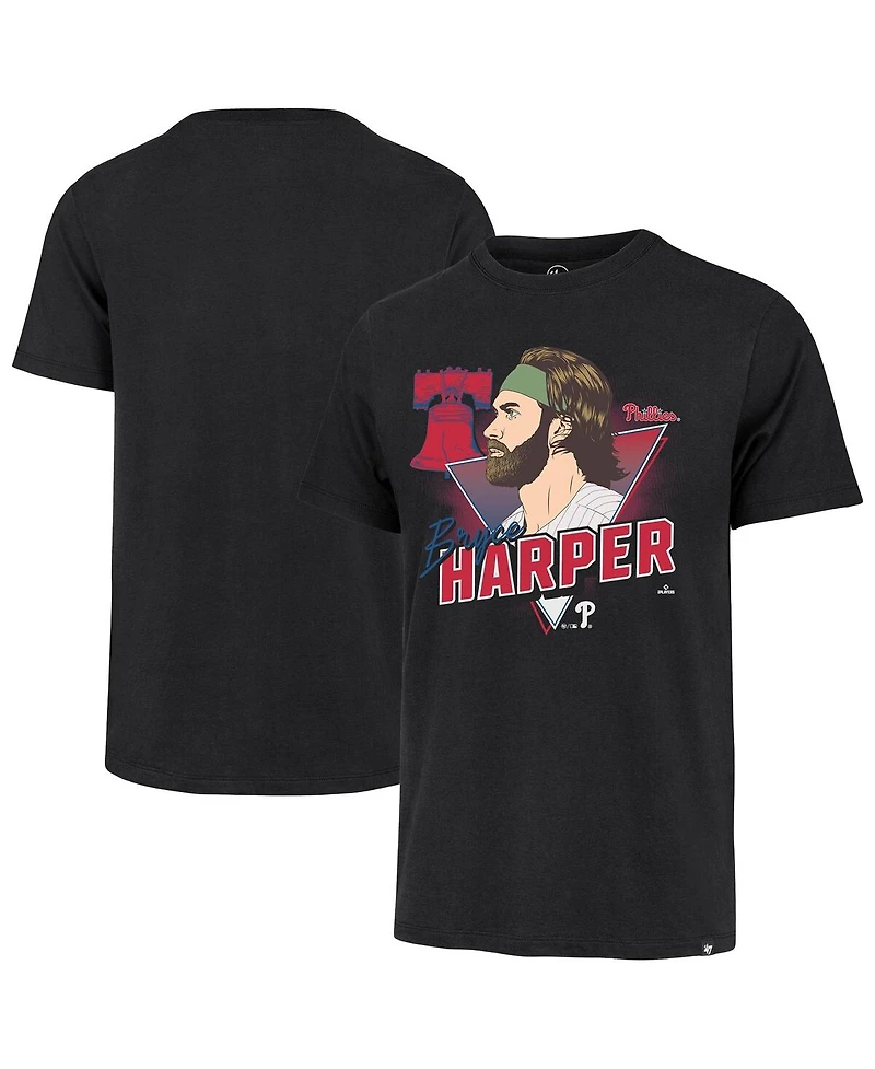 '47 Brand Men's Bryce Harper Black Philadelphia Phillies Player Caricature Franklin T-Shirt