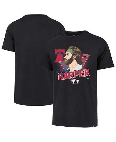 '47 Brand Men's Bryce Harper Black Philadelphia Phillies Player Caricature Franklin T-Shirt