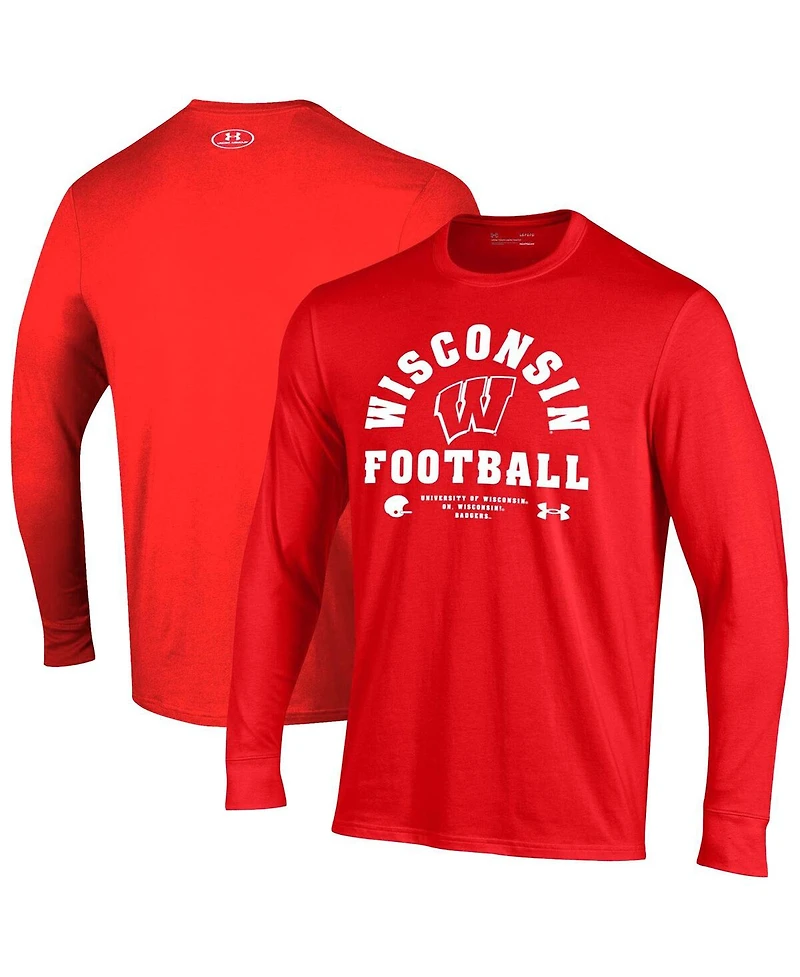Under Armour Men's Wisconsin Badgers 2025 Sideline Football Performance Cotton Long Sleeve T-Shirt