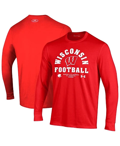 Under Armour Men's Wisconsin Badgers 2025 Sideline Football Performance Cotton Long Sleeve T-Shirt