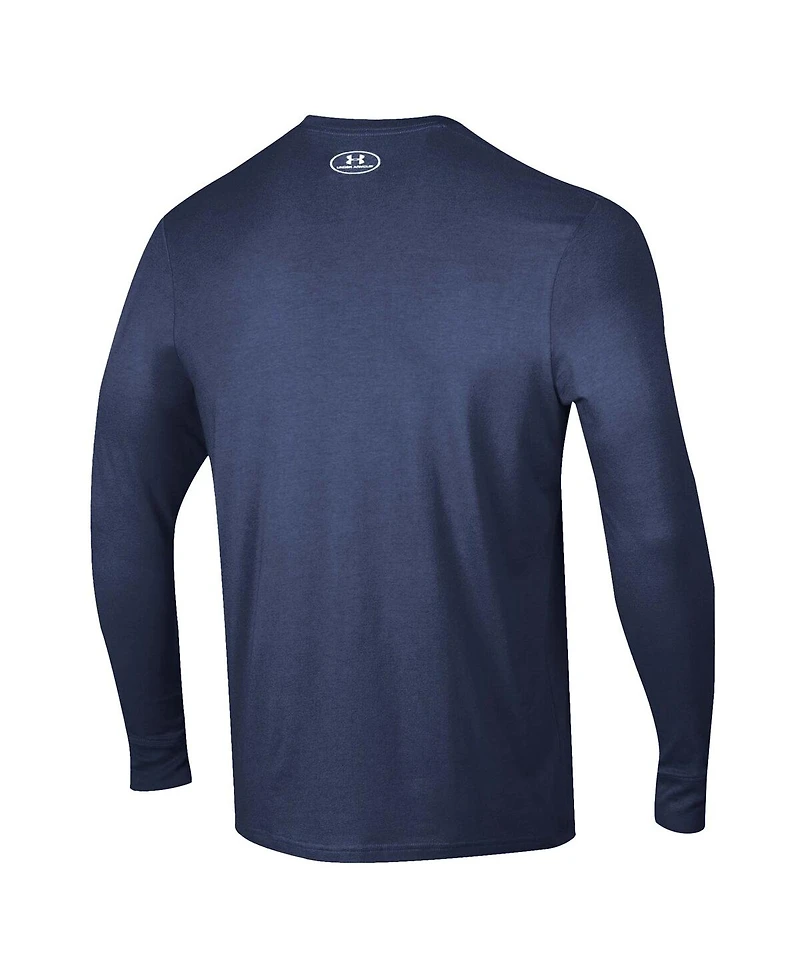 Under Armour Men's Navy Notre Dame Fighting Irish 2025 Sideline Football Performance Cotton Long Sleeve T-Shirt