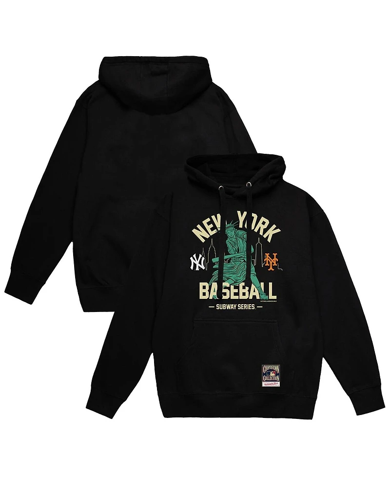 Mitchell & Ness Men's Black New York Yankees vs. Mets Subway Series Swinging Liberty Pullover Hoodie