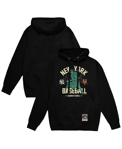 Mitchell & Ness Men's Black New York Yankees vs. Mets Subway Series Swinging Liberty Pullover Hoodie
