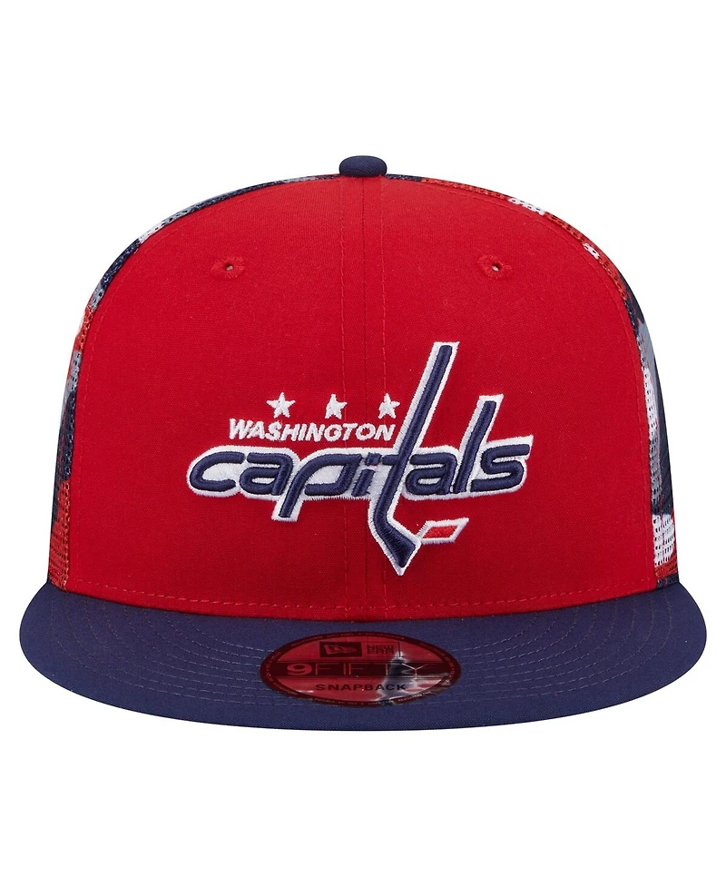 New Era Men's Red/Navy Washington Capitals Camo Meshback 9FIFTY Snapback Hat