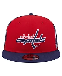 New Era Men's Red/Navy Washington Capitals Camo Meshback 9FIFTY Snapback Hat