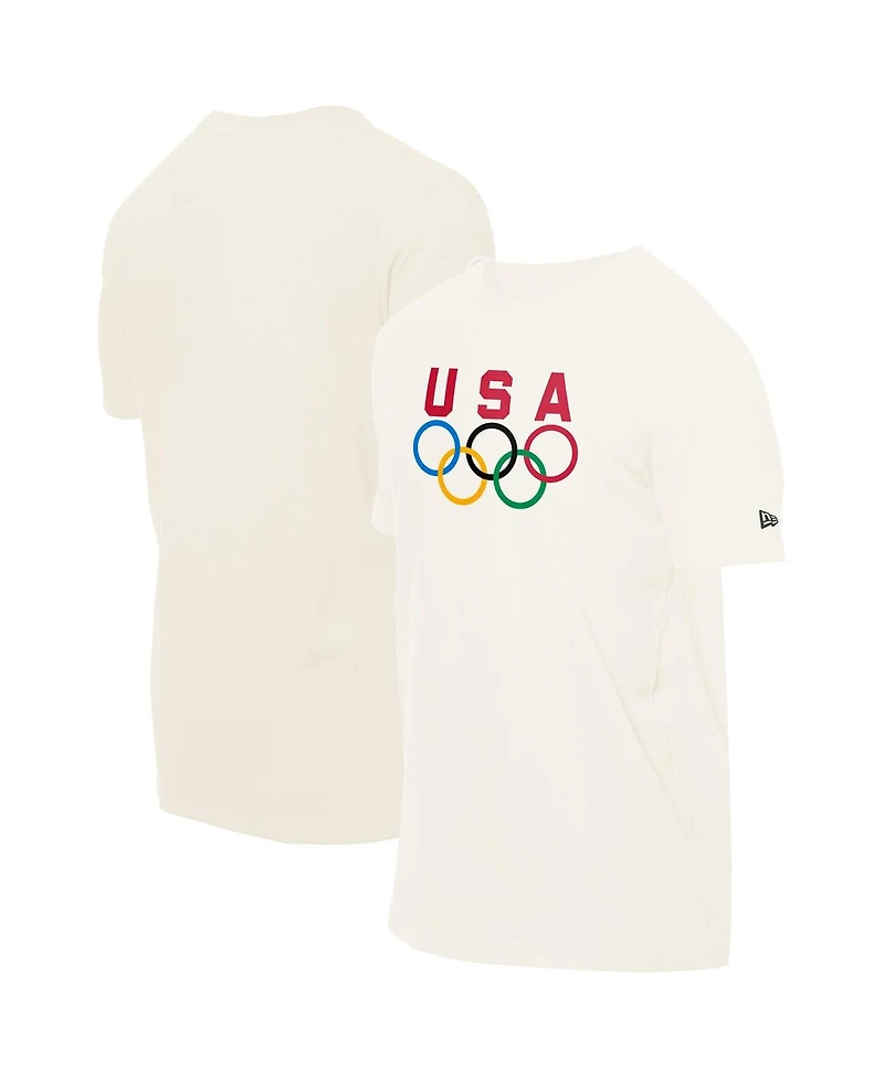 New Era Men's Cream Team Usa 5 Rings Chrome T-Shirt