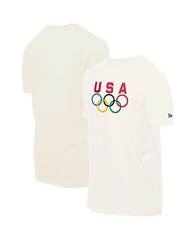 New Era Men's Cream Team Usa 5 Rings Chrome T-Shirt