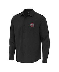Antigua Men's Black Ohio State Buckeyes Exposure Woven Long Sleeve Button-Up Shirt