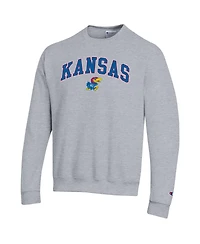 Champion Men's Heather Gray Kansas Jayhawks Arch Over Logo Pullover Sweatshirt
