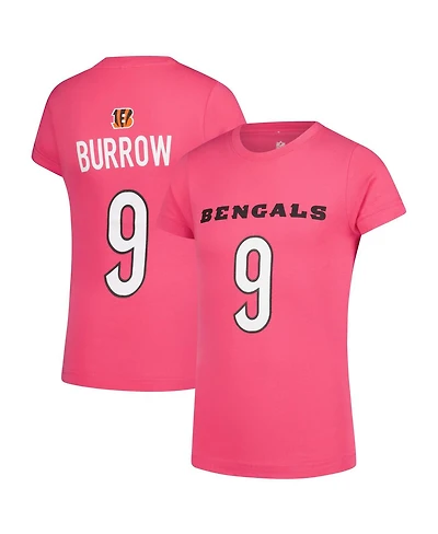 Nike Big Girls Joe Burrow Pink Cincinnati Bengals Player Name Number T-Shirt