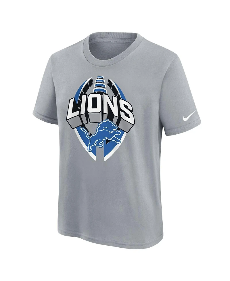 Nike Big Boys and Girls Gray Detroit Lions Icon Legend T-Shirt