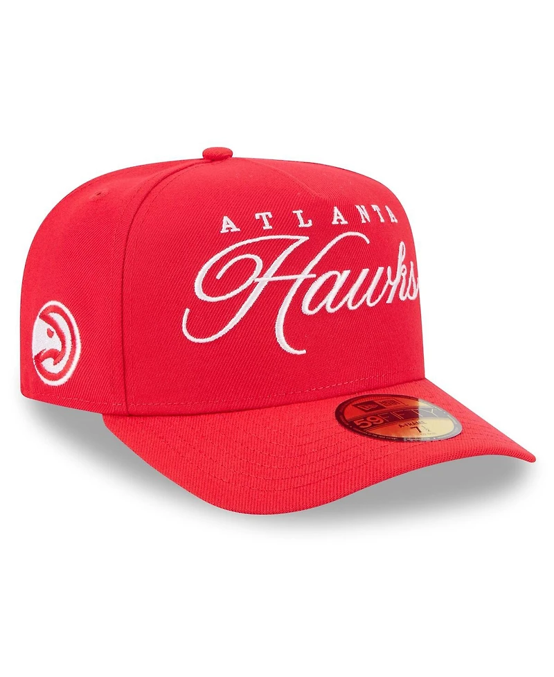 New Era Men's Red Atlanta Hawks 2025 Nba Draft A-Frame 59FIFTY Fitted Hat