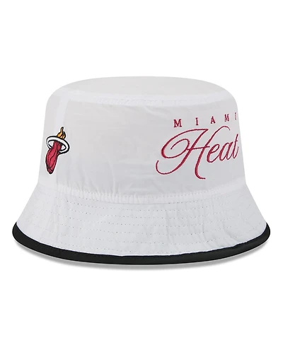 New Era Men's White/Black Miami Heat 2025 Nba Draft Nylon Bucket Hat