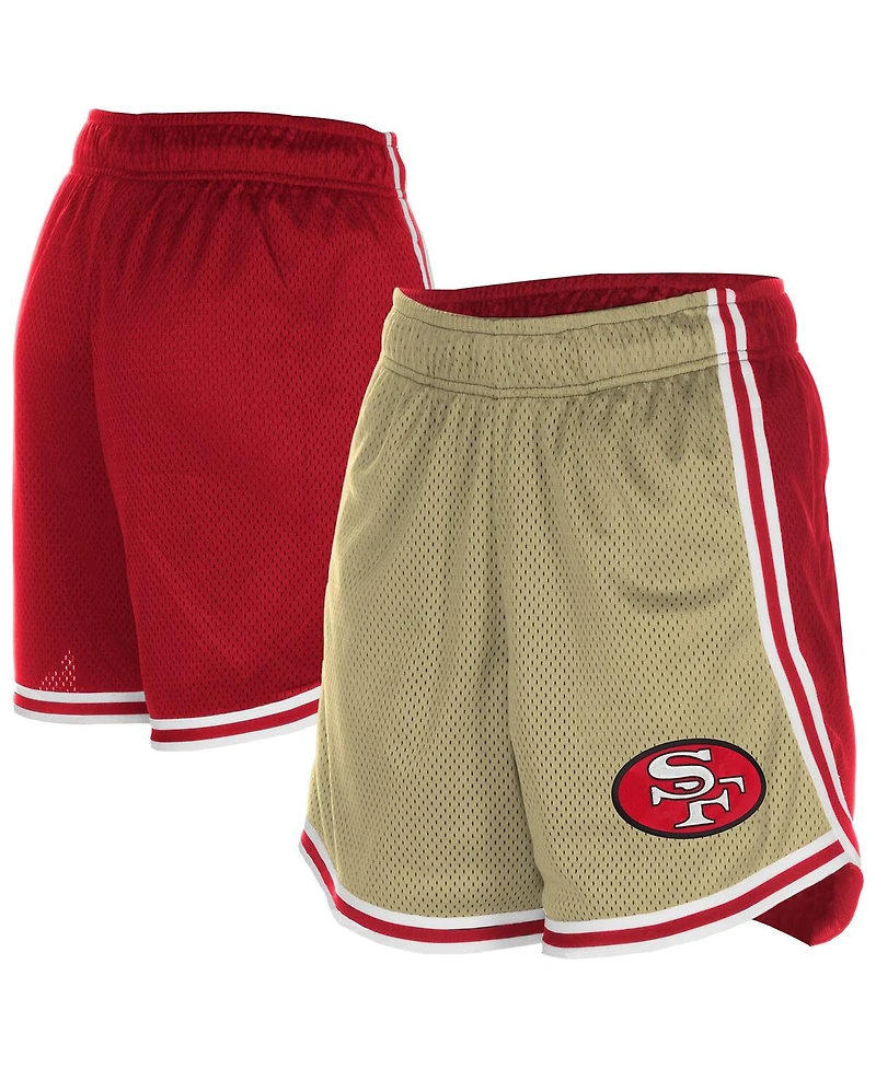 New Era Women's Gold/Scarlet San Francisco 49ers Throwback Sport Classics Mesh Shorts