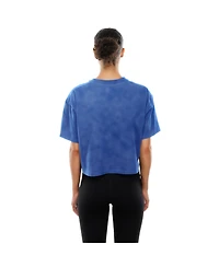 New Era Women's Blue Detroit Lions Cropped Boxy Sport Classics Mineral Wash T-Shirt