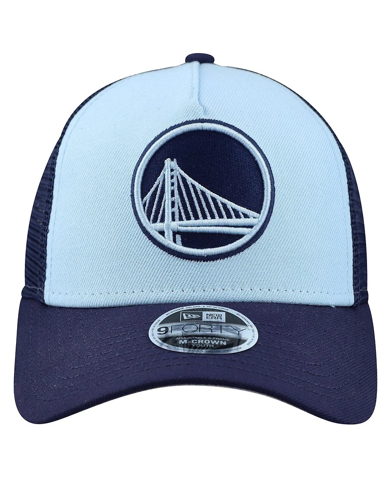 New Era Big Boys and Girls Light Blue Golden State Warriors Colorpack 9FORTY A-Frame Trucker Adjustable Hat
