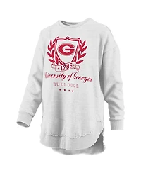 Pressbox Women's Heather Gray Georgia Bulldogs Field Day Melange Poncho Pullover Sweatshirt
