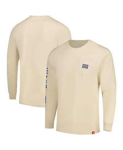 Sportiqe Men's and Women's Cream Golden State Warriors Wales Heavyweight Pocket Long Sleeve T-Shirt
