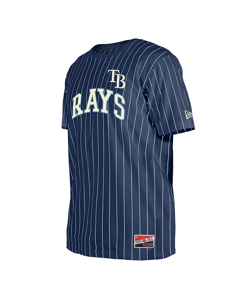 New Era Men's Navy Tampa Bay Rays Throwback Pinstripe T-Shirt