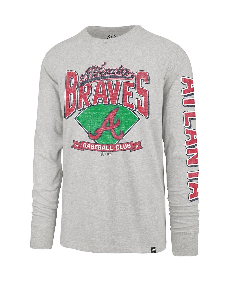 '47 Brand Men's Gray Atlanta Braves Fair Ball Franklin Long Sleeve T-Shirt